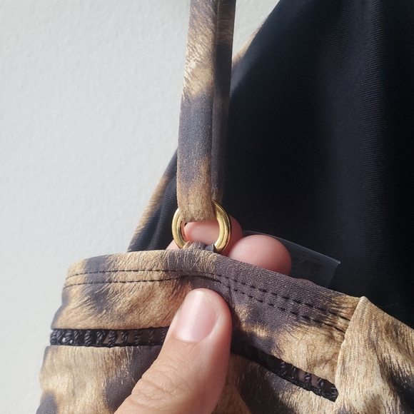 PilyQ Kylie Leopard-Print Triangle Bikini Swim Top Medium - Picture 11 of 14